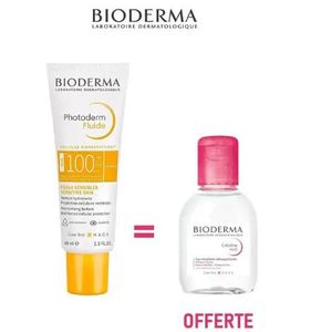 Bioderma Photoderm SPF 100 Fluide Invisible 40ml + SENSIBIO H2O EAU MICELLAIRE DEMAQUILLANTE 100ML OFFERT Écran Solaire Peau Sensible & Nettoyant Visage