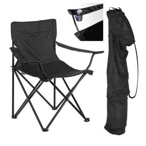 Siège de plage Chaise de camping Fauteuil Munie d'un porte-gobelet Noir