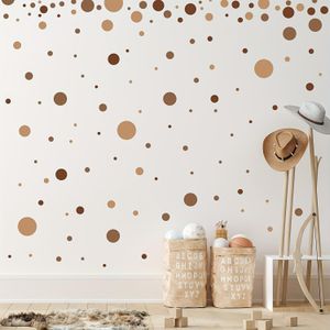Autocollant Bohème à Pois Marron pour Décoration de Salon, Autocollant Mural Auto-adhésif et Amovible