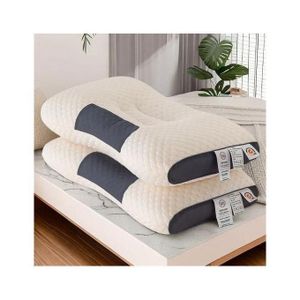 2pcs Oreiller de Massage Bonne Respirabilité Haute Résilience Rebond Rapide 4 Cloisons Ergonomique Texture Douce Oreiller Cervical Lit Nécessaire