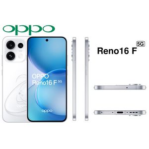 Oppo Reno16 F 5G in Pop White smartphone stockage 256GB ,8GB Ram , 7000 mAh battery,Android 16 layered with ColorOS 16, MediaTek Dimensity