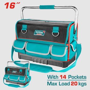 TOTAL Sac à Outils Professionnel à Double Ouverture Latérale et Base Renforcée - Charge 20kg