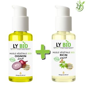 LY BIO PACK HUILE OIGNON 50ML - POMPE + HUILE RICIN 50ML - POMPE