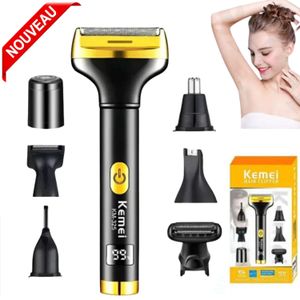 Kemei Epilateur Rasoir Multifonction 7-en-1 – Tondeuse Rechargeable pour Visage, Oreilles et Sourcils