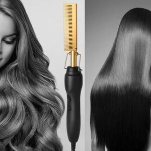Peigne chauffant pour cheveux lisses, Styler, fer à frise humide et sèche