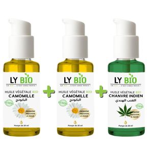 LY BIO PACK 2 X HUILE CAMOMILLE 50ML - POMPE + HUILE HYDRATANTE & NUTRITIVE 50ML - POMPE