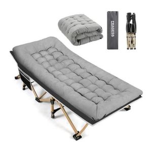 Lit Pliable avec Matelas Rembourré – Lit Portable pour Camping, Voyage, Randonnée et Invités, Facile à Transporter et à Ranger