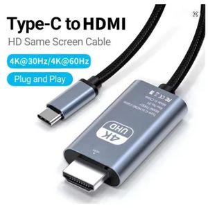 USB C to HDTV Cable, 4K 30Hz Type C, USB Type-C to HDMI Cable 4K 30Hz, USB-C to HDTV Adapter, Compatible with Laptop, Mobile & Tablet, USB-C vers HDTV