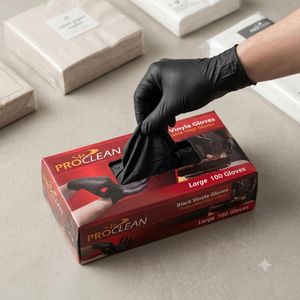 proclean Gants En Vinyle Noir Jetables - Boîte De 100 - Taille L