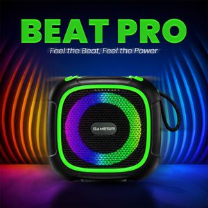 Enceinte Bluetooth sans fil GameSir Beat Pro, son avec basses profondes, lumières LED RGB, longue autonomie, enceinte portable d'extérieur, compatible carte TF/USB/AUX pour téléphones portables (vert)