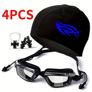 Ensemble de 4 pièces : lunettes de natation, bonnet de bain, pince-nez et bouchons d'oreilles, équipement de natation 