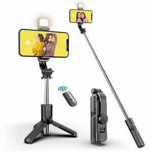 Perche Selfie Trépied, 3 en 1Perche Selfie Bluetooth, Selfie Stick Trépied Bâton Selfie Bluetooth Extensible Télescopique Monopode Réglable avec Télécommande Amovible & Support Stable