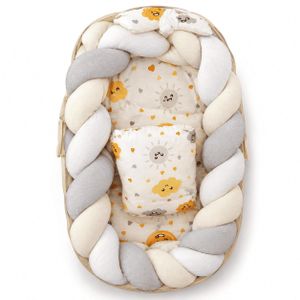 Nid Cocon Bébé avec Tour Tressé Rembourré + Coussin – Réducteur de Lit Douillet, Doux et Confortable, Design Adorable pour Bébé