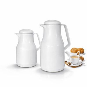 Lamacom Set de 2 thermos Diafa – design blanc élégant avec conservation longue durée du chaud et du froid, capacités 1L et 0.5L