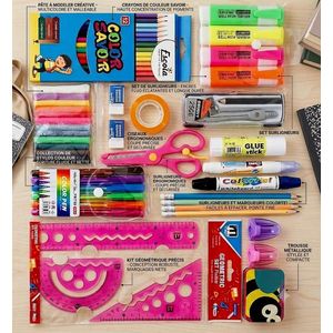 Kit Complet de Fournitures Scolaires – Écriture, Géométrie & Créativité
