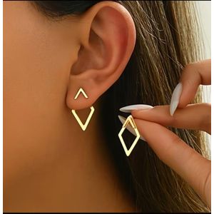 Puces d'Oreilles Dorées Losange Épuré