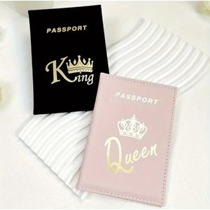 Protège-Passeports Assortis Noir et Rose avec Motif Couronne