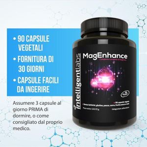 Magenhance Magnesium Threonate Magtein, Complexe de Magnésium L Threonate avec Glycinate de Magnésium et Taurate, 90 Gélules par Intelligent Labs