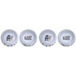 Bol de nourriture - Céramique Imprimée - Pour chiens et chats - 16 cm Multicolore - Lot de 2