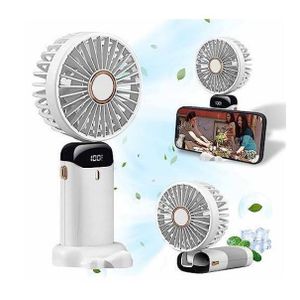  Mini ventilateur portable pliable et rechargeable par USB, 5 vitesses. - Blanc