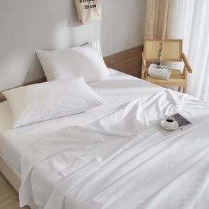 General Ensemble Uni 4 Pièces blanc Bon qualité de literie Draps housse uni 190×140×30 et Draps plat uni 200x240 avec 2 taie d'oreiller 70x50cm
