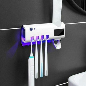 Support Mural Intelligent pour Brosse à Dents avec Désinfection UV Automatique et Distributeur de Dentifrice USB