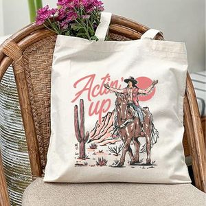 Sangles Améliorées. Les Variations de Couleur Sont une Caractéristique Normale de Fabrication, Pas un Défaut. Sac Vintage pour Femmes, Sac Tote Rétro Boho Western Cowgirl, Sac à Main Imprimé Cowgirl, Grande Capacité, Style Tendance et Simple, Sacs Durab