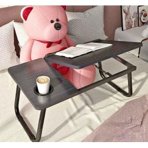 Table de Lit Pliable pour PC Portable - Support d'Ordinateur Ajustable à 5 niveaux avec Porte-Gobelet