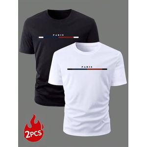 Lot de 2 T-shirts pour Homme à Col Rond et Manches Courtes avec Étoiles