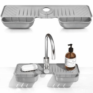 Organisateur d’évier en silicone – Support pour savon et accessoires avec ouverture pour robinet