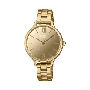 Casio Sheen Collection - Design minimaliste et finition dorée - cadran effet miroir - Verre saphir anti rayures - SHE-4560G-9A