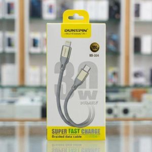 DUNSPIN Câble de Charge Rapide USB-C vers Lightning  - 30W PD - Nylon Tressé Ultra Résistant - Gris - 1m
