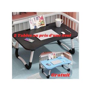 PACK 2 Tables Pliable 1 Noir ET 1 Bleu Pleusieurs Utilisations Table De Lit Table a Manger Table d'ordinateur laptop tablet Mini PC Cas de clavier Lapdesks