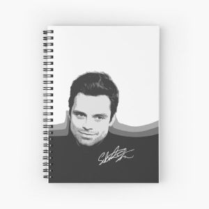 Sebastian Stan B&W Cutouts W/Signature Spiral Notebook Bloc note