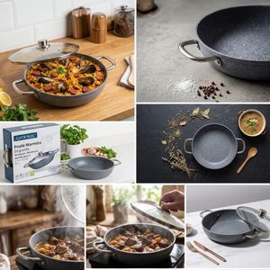 Poêle Marmite en Granite avec Couvercle en Verre – Disponible en 26 / 28 / 30 cm