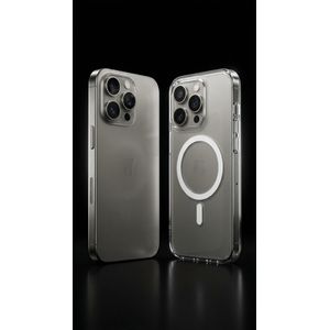 Coque Crystal Transparente Magnetique iPhone 16 Pro Compatible MagSafe Dos PC Rigide Bumper TPU Souple