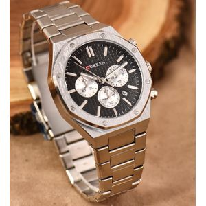 Curren Montre-Bracelet Chronographe Originale Quartz pour Homme, Nouveau Modèle Tendance et Décontracté avec Bracelet en Acier Inoxydable de Luxe Sport