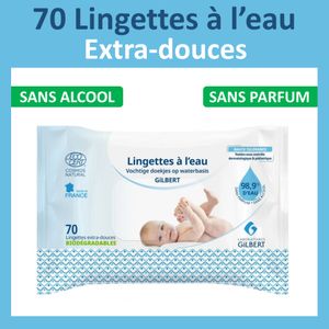 Lingettes bébé a l'eau 100% naturelles - Gilbert - Allobebe Maroc