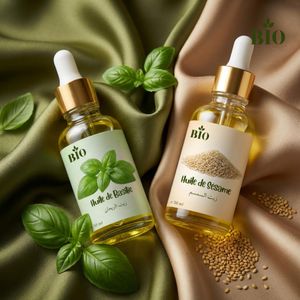 Bio Huile de basilic 50 ml avec Huile de sesame 50 ml qualité premium