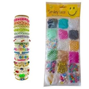 kit de Perles Plates et Rondes avec Cordon Élastique accessoires de bricolage, Bracelets, collier, Kits artisanaux
