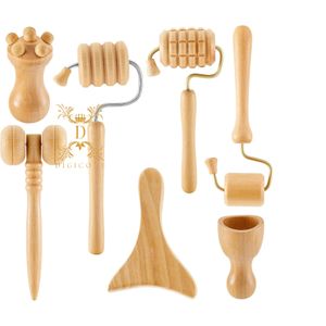 Kit de massage facial en bois 8 pièces, outil de modelage du visage, ventouses, rouleau de massage pour soulager la fatigue, femmes et filles, 8 styles
