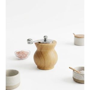 Moulin à Épices et Poivre Manuel en Bois d'Acacia - Design Ergonomique à Manivelle - Finition Naturelle - Idéal pour Sel, Poivre et Graines.