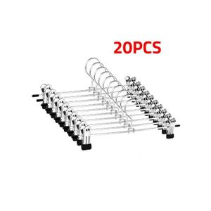 Lot de 20 Ceintre Métal pour Pantalon Cintres Porte Pantalons avec Deux Antidérapante Clips Réglables à 360 °pour Pantalons, Jupes et Chaussettes