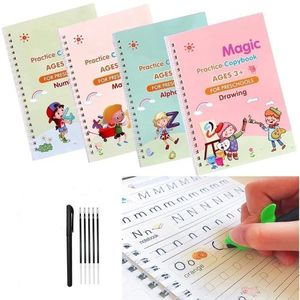 4 Livres Cahier Réutilisable d'apprentissage d'exercices d'écriture enfant (sank magic)