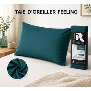 RICHBOND Taie d'Oreiller 70x50 En Cotonelle - Tissu Doux, Anti-Allergique et Facile à Entretenir - Vert Canard