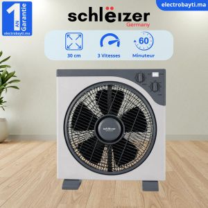 schlëizer Ventilateur Posable 12'' - Carré - 3 vitesses - Gris