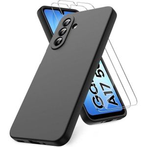 Coque Souple Liquid Silicone Antichocs - MASSILIA TECH - SAMSUNG GALAXY A17 - Souple - Noir - 2 Vitres Verre Trempé