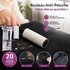 3 Rouleaux Adhésifs Anti-Poils et Anti-Peluches – Brosse Nettoyante pour Vêtements, Meubles, Canapés, Rideaux et Sièges de Voiture – Accessoire Indispensable pour un Intérieur Toujours Propre