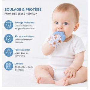 Gant de Dentition Bébé en Silicone Alimentaire – Mitten Anti-Morsure, Soulage les Gencives, Lavable et Réutilisable