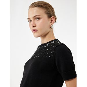 Koton Pull en maille orné de pierres - Noir